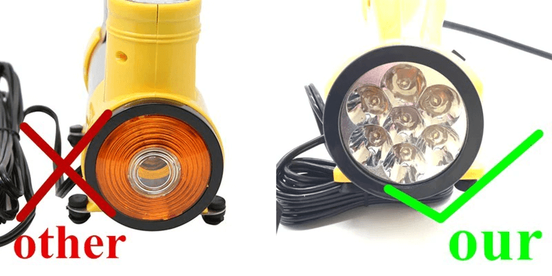 PORTABLE HEAVY DUTY AIR COMPRESSOR W/ SUPER BRIGHT FLASH LIGHT